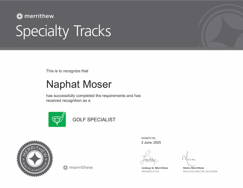 STOTT PILATES® Golf Specialist Zertifikat – Naphat Moser 2025