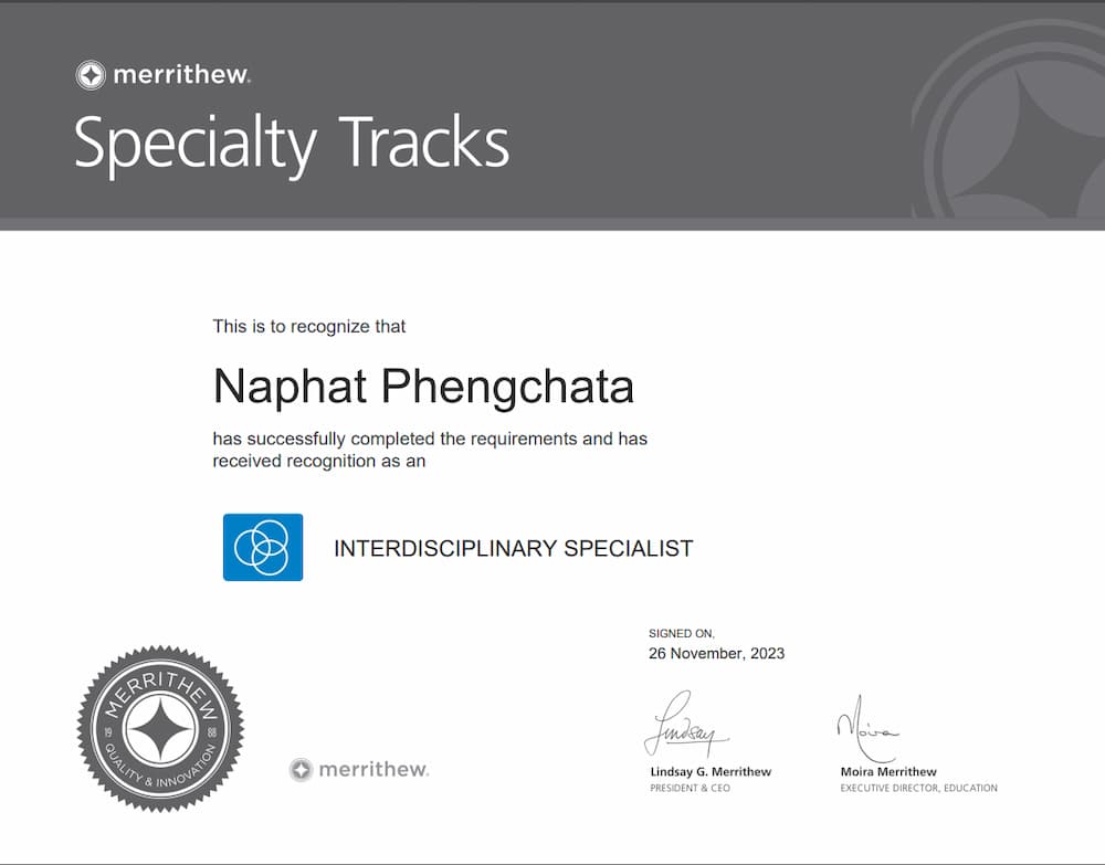 STOTT PILATES® Interdisciplinary Specialist – Naphat Phengchata 2023